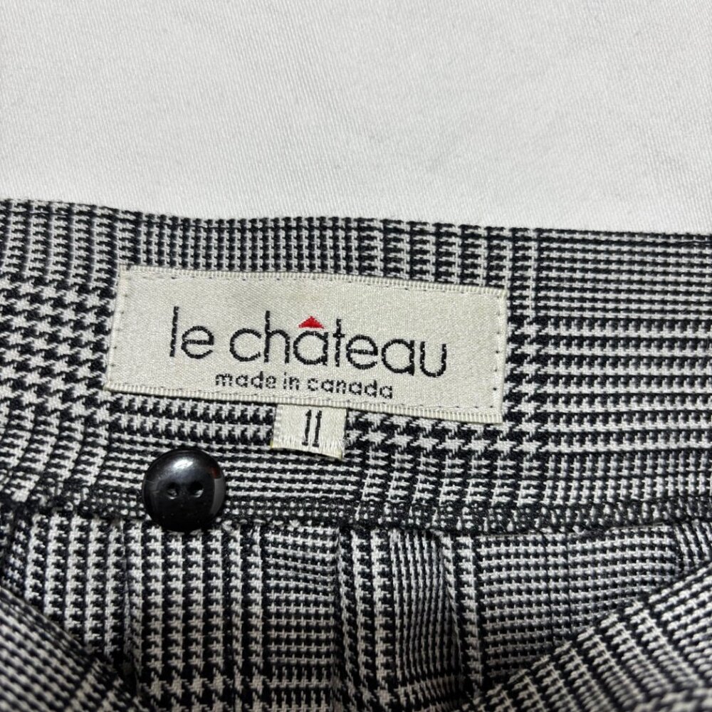 Vintage Le Chateau Classic Black & White Plaid Pleated Skirt - Picture 2 of 7